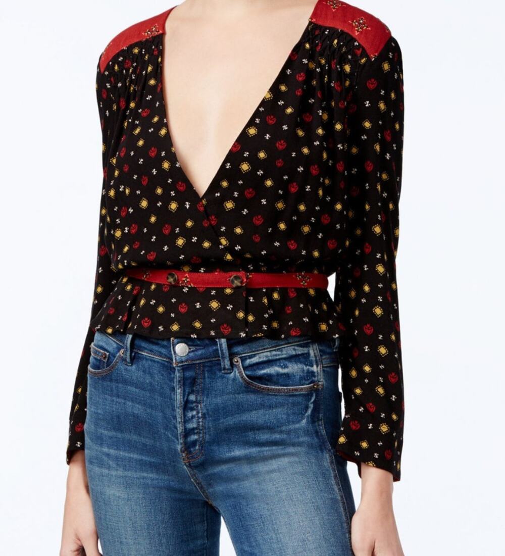Free People Where We Roam Wrap Surplus Top Sz Large NWOT